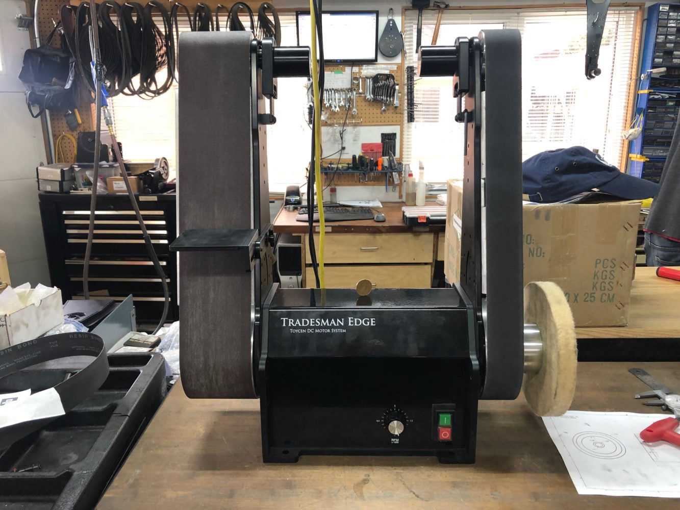 Knife and Axe sharpeners DC Belt or wheel Variable Speed, Reversing